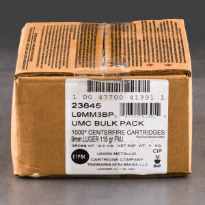 1000rds - 9mm Remington UMC 115gr. MC Ammo Bulk Pack