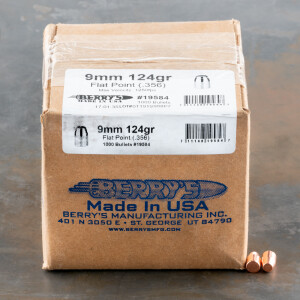 1000pcs - 9mm .356" Dia Berry's 124gr. Plated FP Bullets