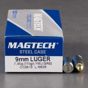 1000rds – 9mm Magtech Steel 115gr. FMJ Ammo **STEEL CASES**