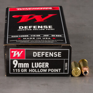 50rds - 9mm Winchester USA 115gr. Hollow Point Ammo