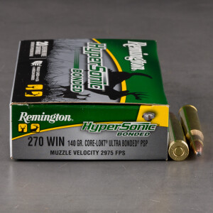 20rds – 270 Win Remington HyperSonic Bonded 140gr. PSP Ammo
