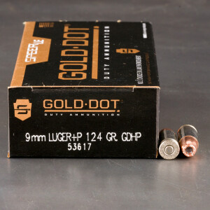 50rds – 9mm +P Speer LE Gold Dot 124gr. JHP Ammo