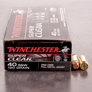 500rds – 40 S&W Winchester Super Clean 120gr. Lead-Free FMJ Ammo