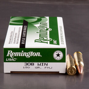 20rds – 308 Winchester Remington UMC 150gr. MC Ammo