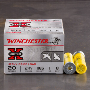 250rds - 20 Gauge Winchester Super-X Heavy Game Load 2 3/4" #8 Shot Ammo