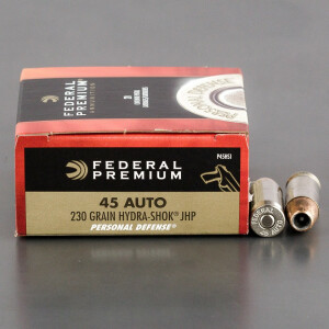 20rds - 45 ACP Federal Hydra-Shok 230gr. HP Ammo