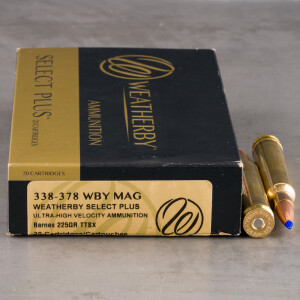 20rds – 338-378 Weatherby Magnum Weatherby Select 225gr. TTSX Ammo