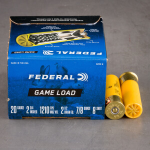 25rds - 20 Gauge Federal Game Shok 2 3/4" 7/8oz. #8 Shot Ammo