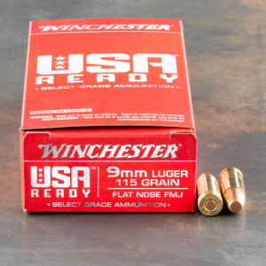 50rds – 9mm Winchester USA Ready 115gr. FMJ FN Ammo