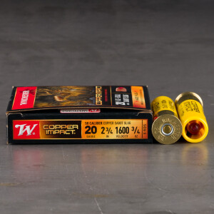 5rds – 20 Gauge Winchester Copper Impact 2-3/4" 3/4oz. Tipped Copper Sabot Slug Ammo