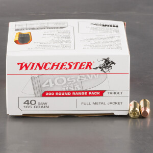 200rds - 40 S&W Winchester USA 165gr. FMJ Ammo