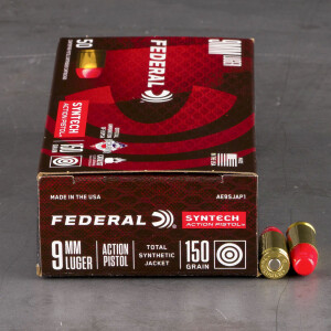 500rds – 9mm Federal Syntech 150gr. Total Synthetic Jacket Ammo