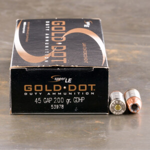 50rds – 45 GAP Speer Gold Dot 200gr. JHP Ammo