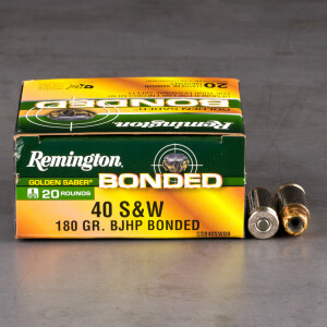 20rds – 40 S&W Remington Golden Saber Bonded 180gr. BJHP Ammo