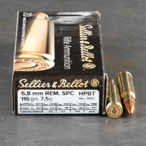 20rds – 6.8 Remington SPC Sellier & Bellot 115gr. BTHP Ammo