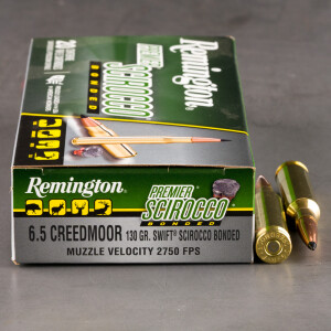 20rds – 6.5 Creedmoor Remington 130gr. Scirocco Bonded Ammo