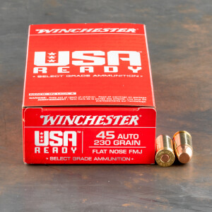 50rds – 45 ACP Winchester USA Ready 230gr. FMJ FN Ammo