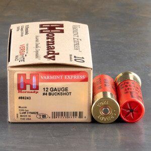 10rds – 12 Gauge Hornady Varmint Express 2-3/4" 24 Pellet #4 Buckshot Ammo