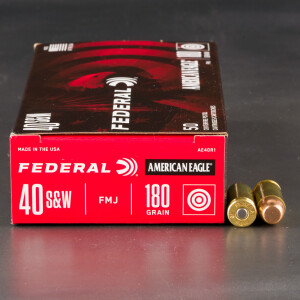 50rds - 40 S&W Federal American Eagle 180gr. FMJ Ammo