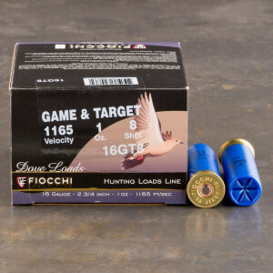 25rds - 16 Gauge Fiocchi Game and Target 2-3/4" 1oz. #8 Shot Ammo