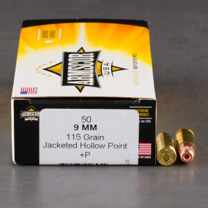 50rds – 9mm +P Armscor USA 115gr. JHP Ammo