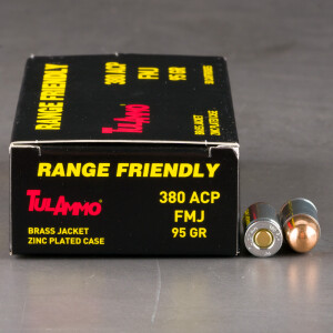 50rds – 380 ACP Tula 95gr. FMJ Ammo *NONMAGNETIC*