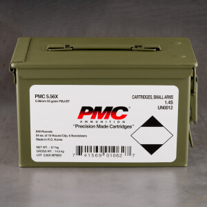 840rds – 5.56x45 PMC X-TAC 55gr. FMJBT Ammo in Banodlier in Ammo Can