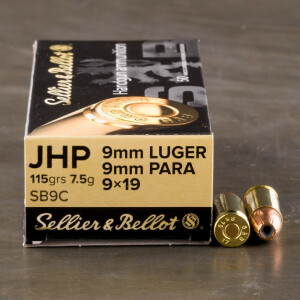 1000rds – 9mm Sellier & Bellot 115gr. JHP Ammo