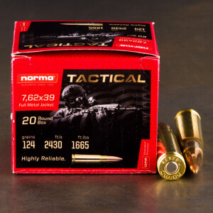 1000rds – 7.62x39 Norma 124gr. FMJ Ammo