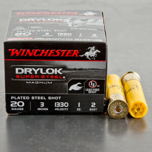 25rds - 20 Gauge Winchester Drylok 3" 1 Ounce #2 Shot Ammo