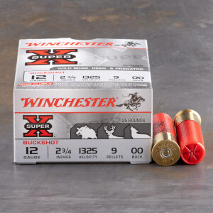 250rds – 12 Gauge Winchester Super-X 2-3/4" 9 Pellet 00 Buckshot Ammo