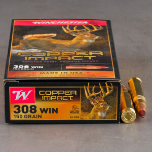 20rds – 308 Win Winchester Copper Impact 150gr. Copper Extreme Point Ammo