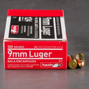 50rds - 9mm Aguila 124gr. FMJ Ammo