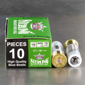 10rds – 12 Gauge Sterling 2-3/4" 9 Pellets 00 Buckshot Ammo