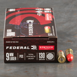50rds – 9mm Federal Syntech PCC 130gr. Total Synthetic Jacket Ammo