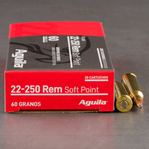 20rds – 22-250 Aguila 60gr. SP Ammo