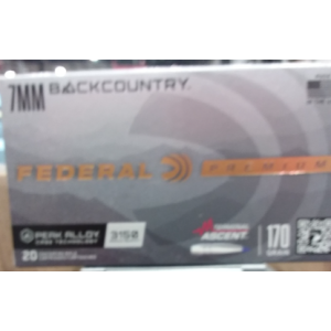 20rds – 7mm Backcountry Federal 170gr. Terminal Ascent Ammo