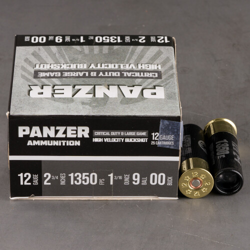 12 Gauge Ammo - 25 Rounds of 1-3/16 oz. #00 Buck by Panzer