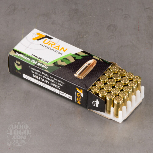 Cheap 9mm Luger (9x19) ammo - Bulk Turan Full Metal Jacket (FMJ