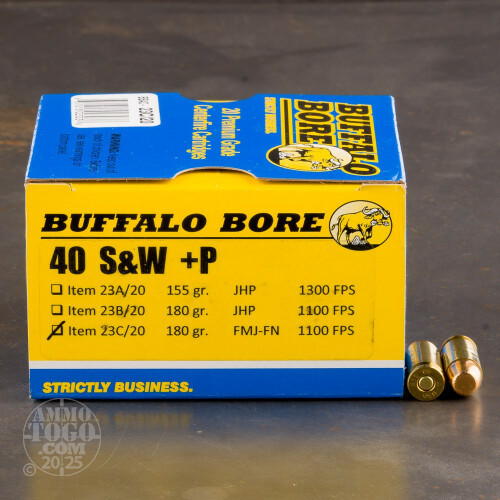40 Smith & Wesson Ammo - 20 Rounds of 180 Grain Full Metal