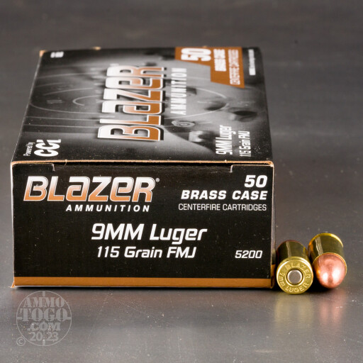 1000rds - 9mm Blazer Brass 115gr. FMJ Ammo