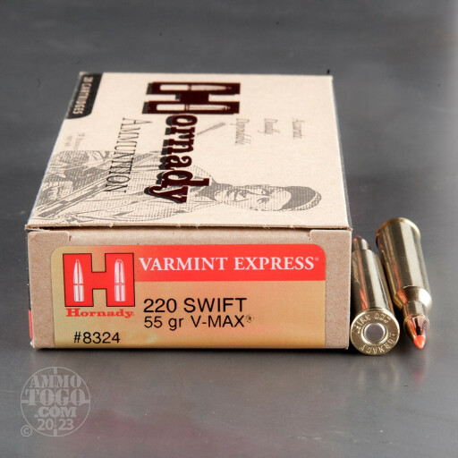 20rds - 220 Swift Hornady 55gr. V-Max Polymer Tip Ammo
