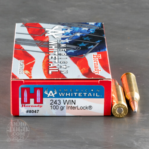 20rds - .243 Win Hornady American Whitetail 100gr. InterLock BTSP Ammo