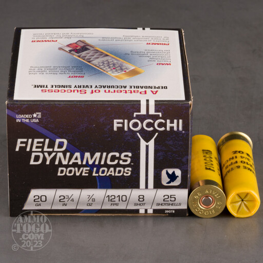 250rds – 20 Gauge Fiocchi 2-3/4" 7/8oz. #8 Shot Ammo