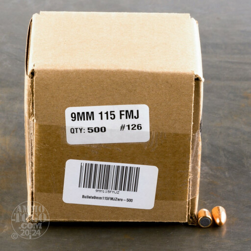 500pcs  9mm 355 Dia Zero 115gr FMJ Bullets