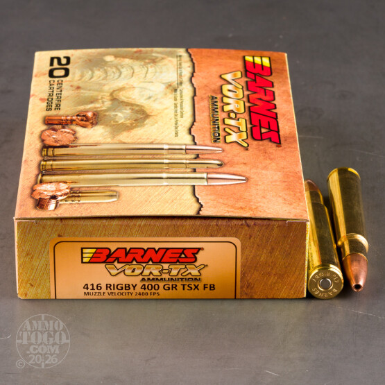 20rds - 416 Rigby Barnes VOR-TX 400gr. TSX FB Ammo