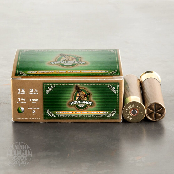 10rds - 12 Ga. Hevi-Shot 3 1/2" 1 3/8oz. Waterfowl #2 Hevi-Metal Ammo