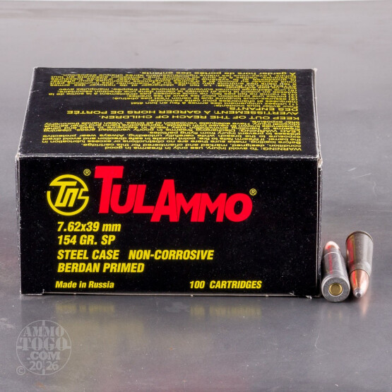 100rds – 7.62x39 Tula 154gr. SP Ammo 