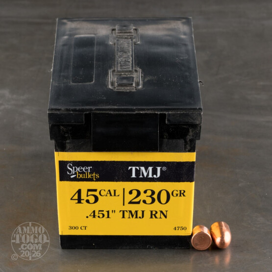 300pcs - 45 Cal .451" Dia Speer 230gr. TMJ RN Bullets