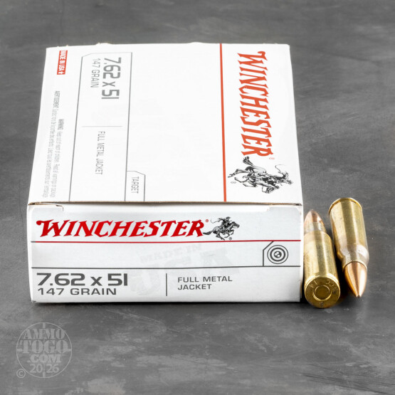20rds - .308 / 7.62 Q3130 NATO Winchester 147gr. FMJ Ammo